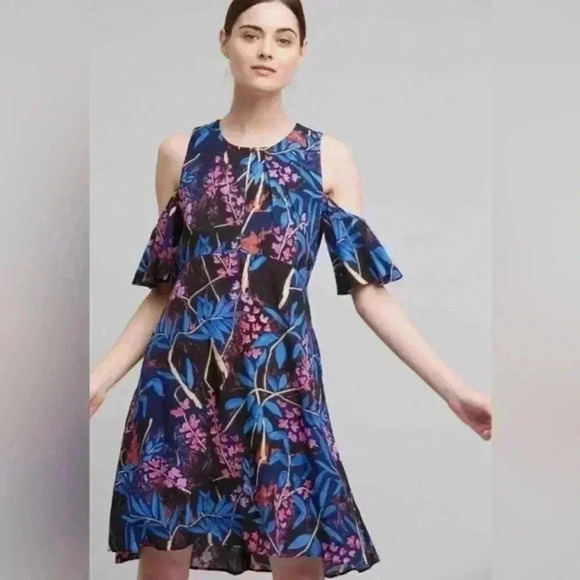 Anthropologie Maeve Elia Floral Cold Shoulder Dress - Picture 1 of 15